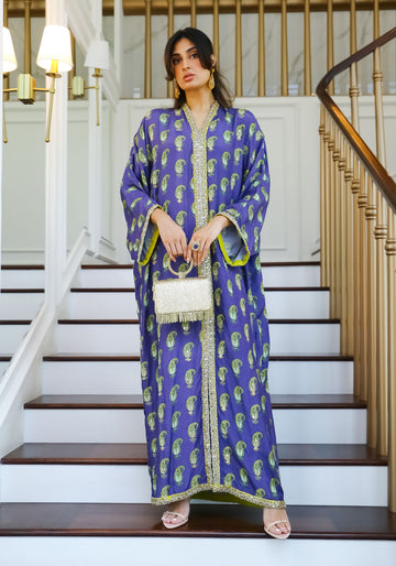 Royal Purple Paisley Embroidered Kaftan