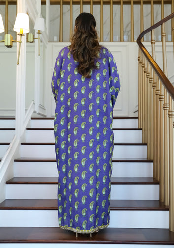 Royal Purple Paisley Embroidered Kaftan