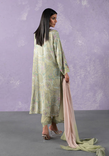 Floral Elegance Long Shirt and Ezaar Set
