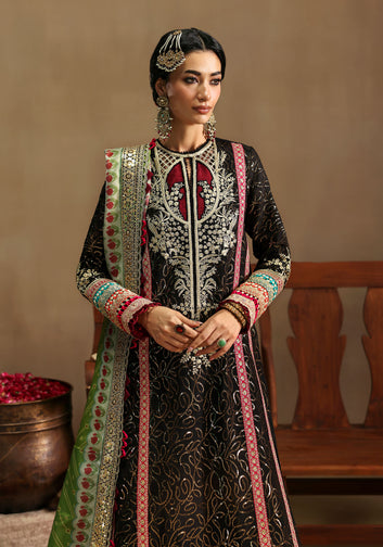 3 Piece - Embroidered Raw Silk & Printed Silk