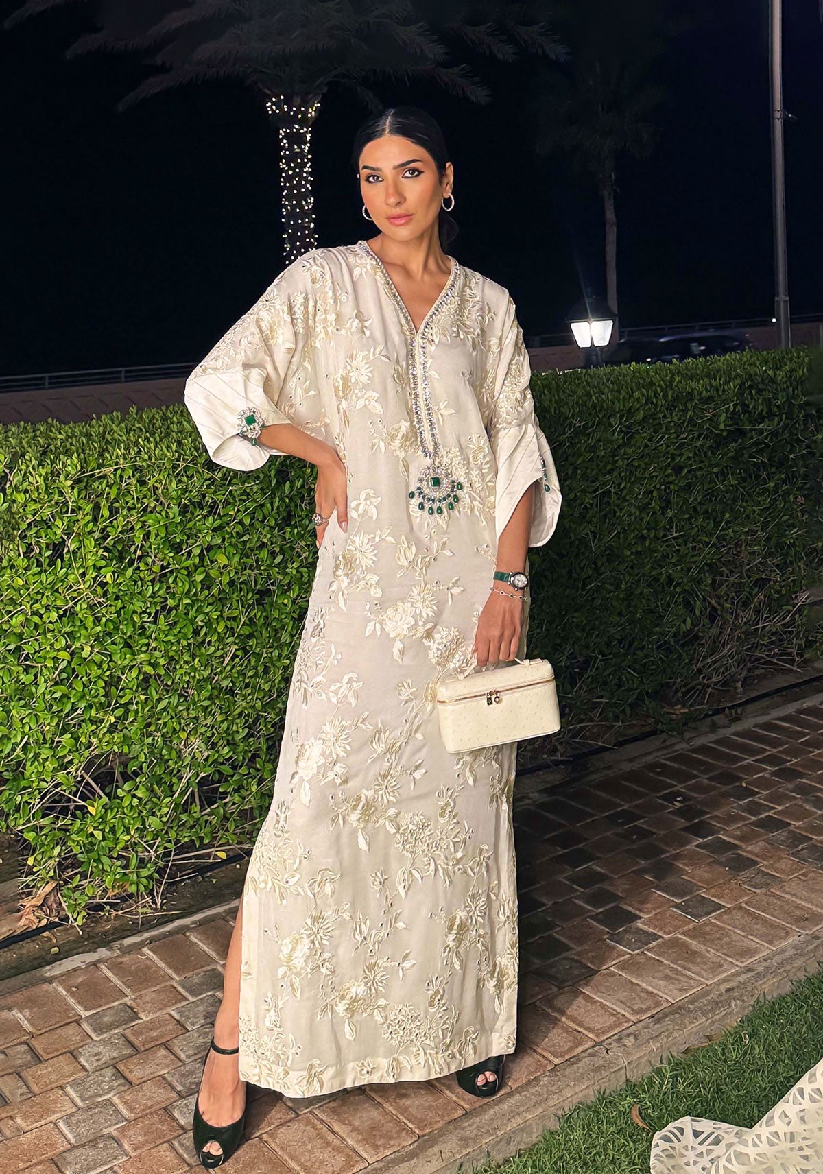 SHORT KAFTAN WITH SHEER SLEEVES MOON GARDEN