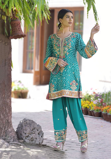 Chunri Silk Resham and Hand Embellished