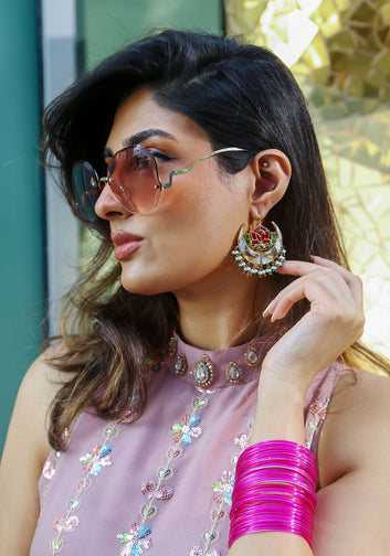 Gulbahar Lotus Chandbali Earrings