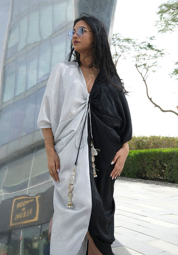 Metallic Black and White Kaftan