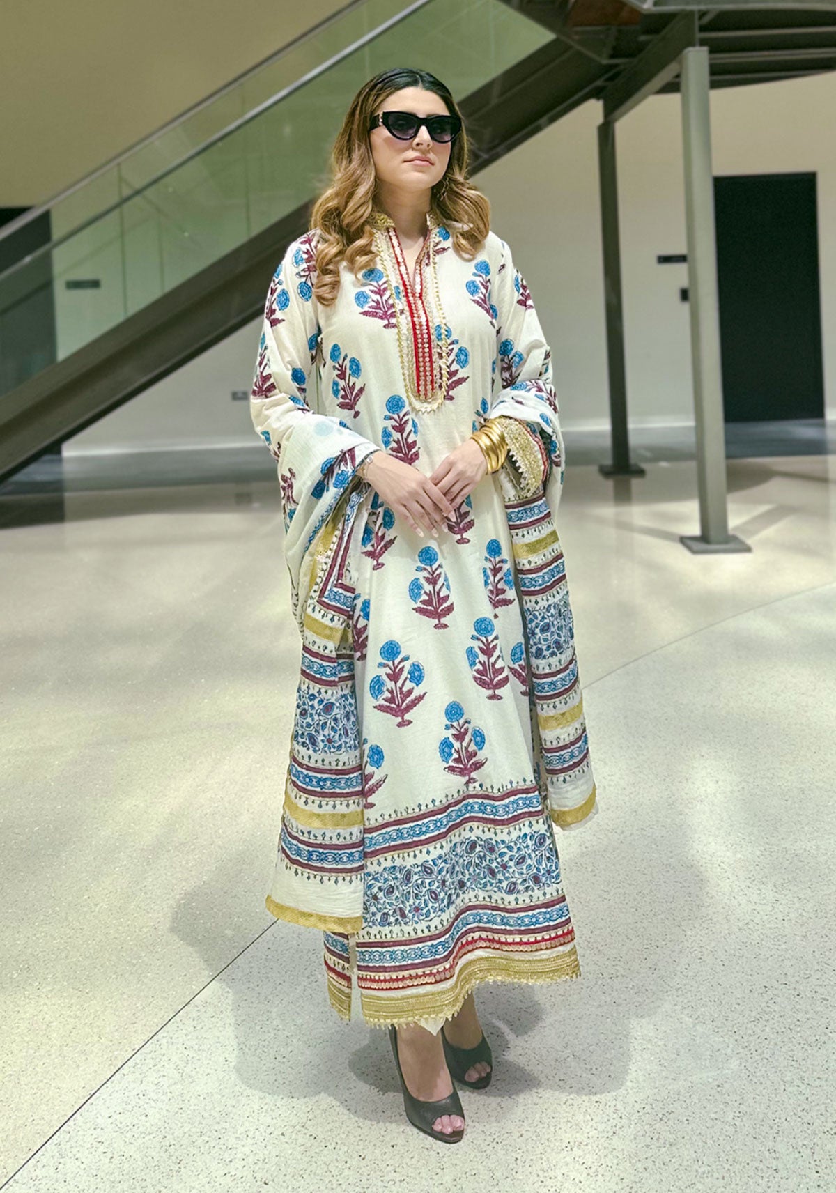 RFSS1832 - Thread Embroidered Cotton Summer Kurti- Plus Size