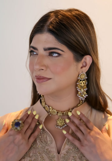 Floral Peacock Choker Necklace