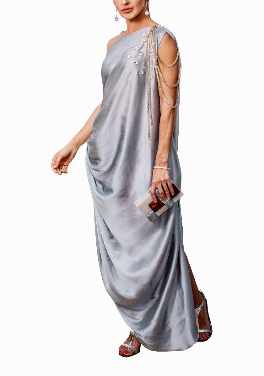 anastasia grey silver dress Shaira Fashion GREY ANASTASIA KAFTAN