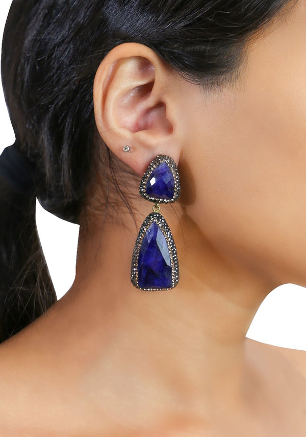 Sapphire Blue Jade Earrings