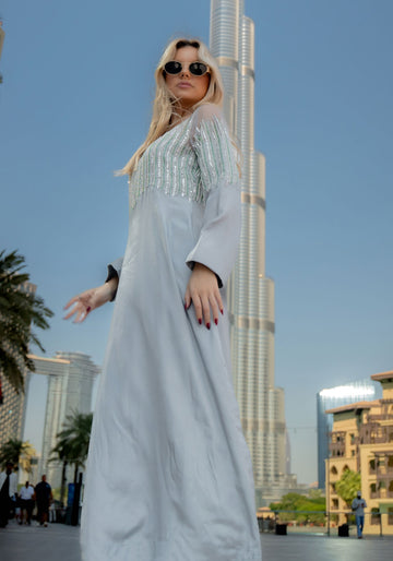 Stones and Crystals Cotton Silk