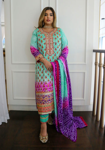 Ombré Bandhani Festive Suite Set