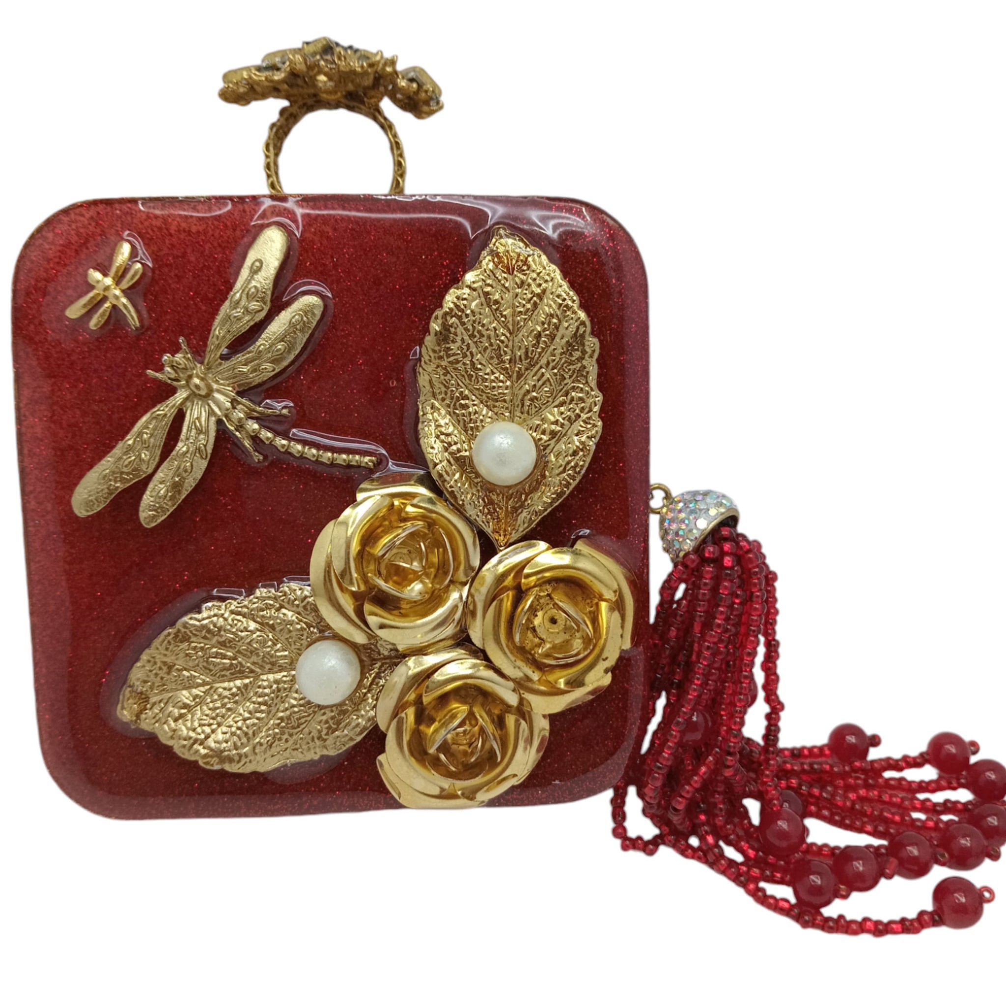 Ruby Red Dragonfly Clutch