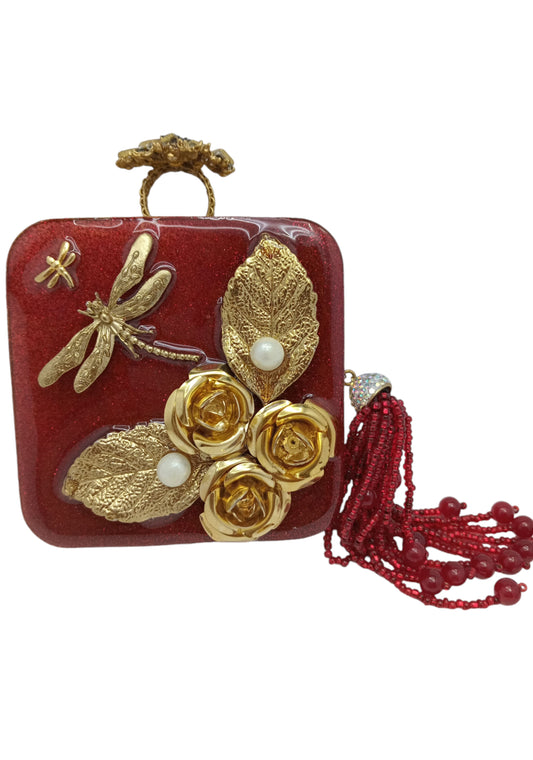 Ruby Red Dragonfly Clutch