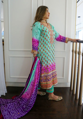Ombré Bandhani Festive Suite Set