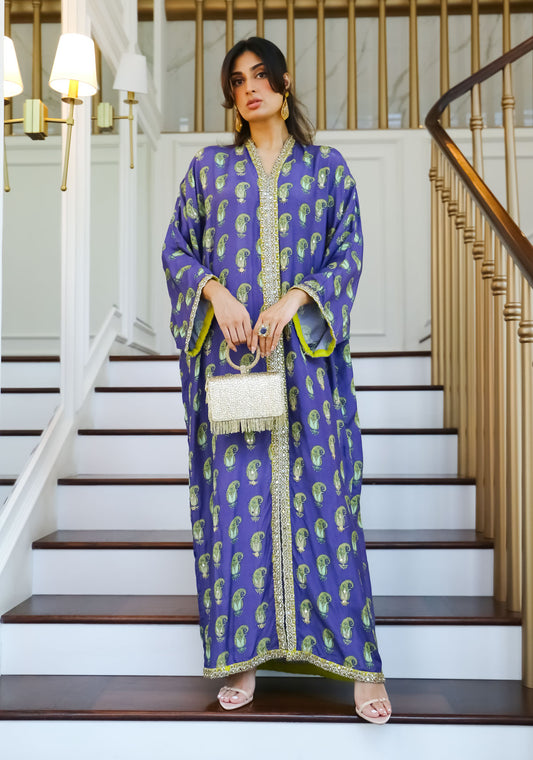 Royal Purple Paisley Embroidered Kaftan