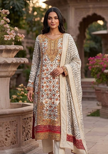 Ethereal Beige: Hand-Crafted Bandhani Festive Suit