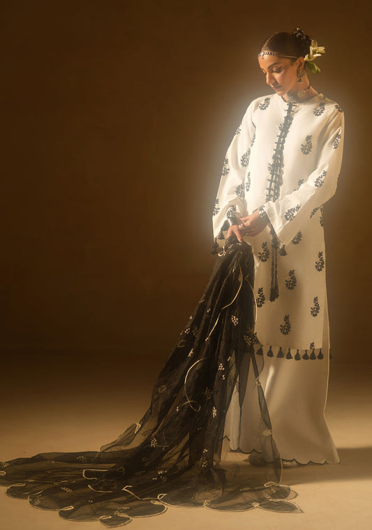 Black & White Embroidered Kurta Set