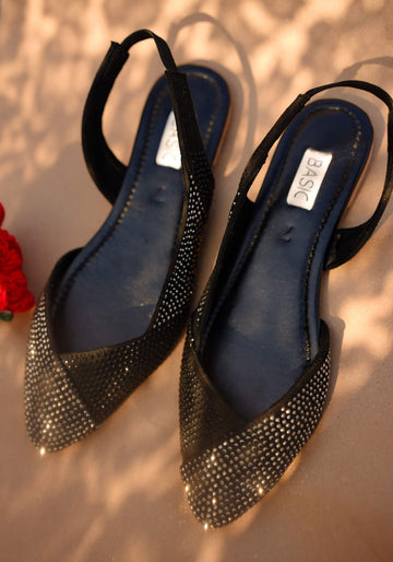 Sling Back Sandals | Noir Sparkle