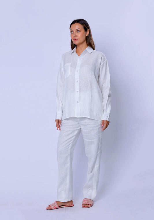 Tailored White Linen Pants & One Size Shirt