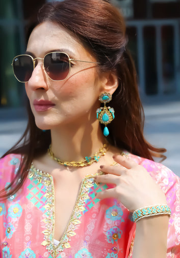 Turquoise Birds Long Necklace
