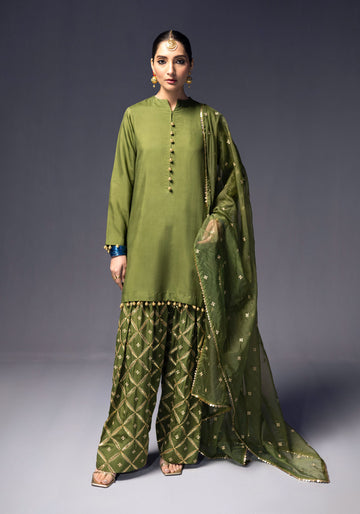 Olive Green Silk Set
