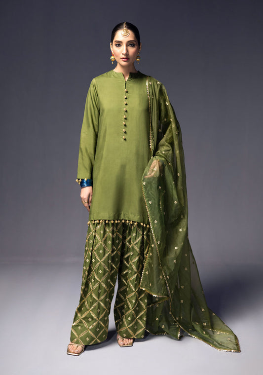 Olive Green Silk Set