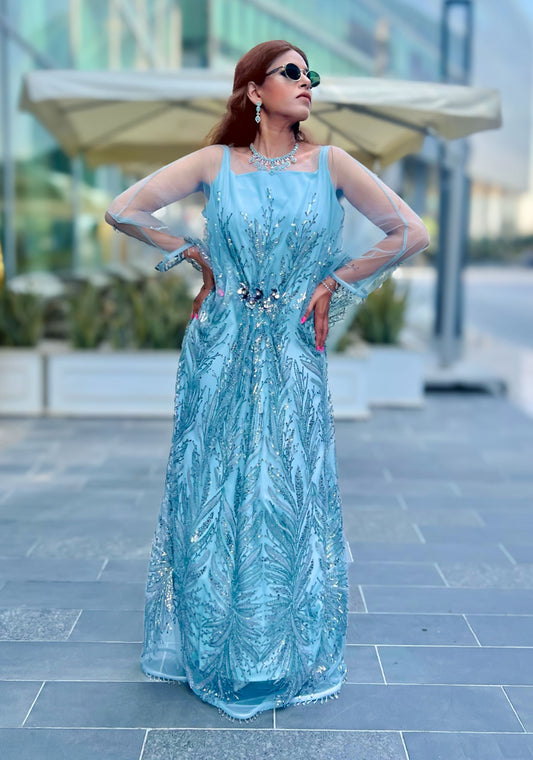 Cut Dana Kaftan - Green Grey