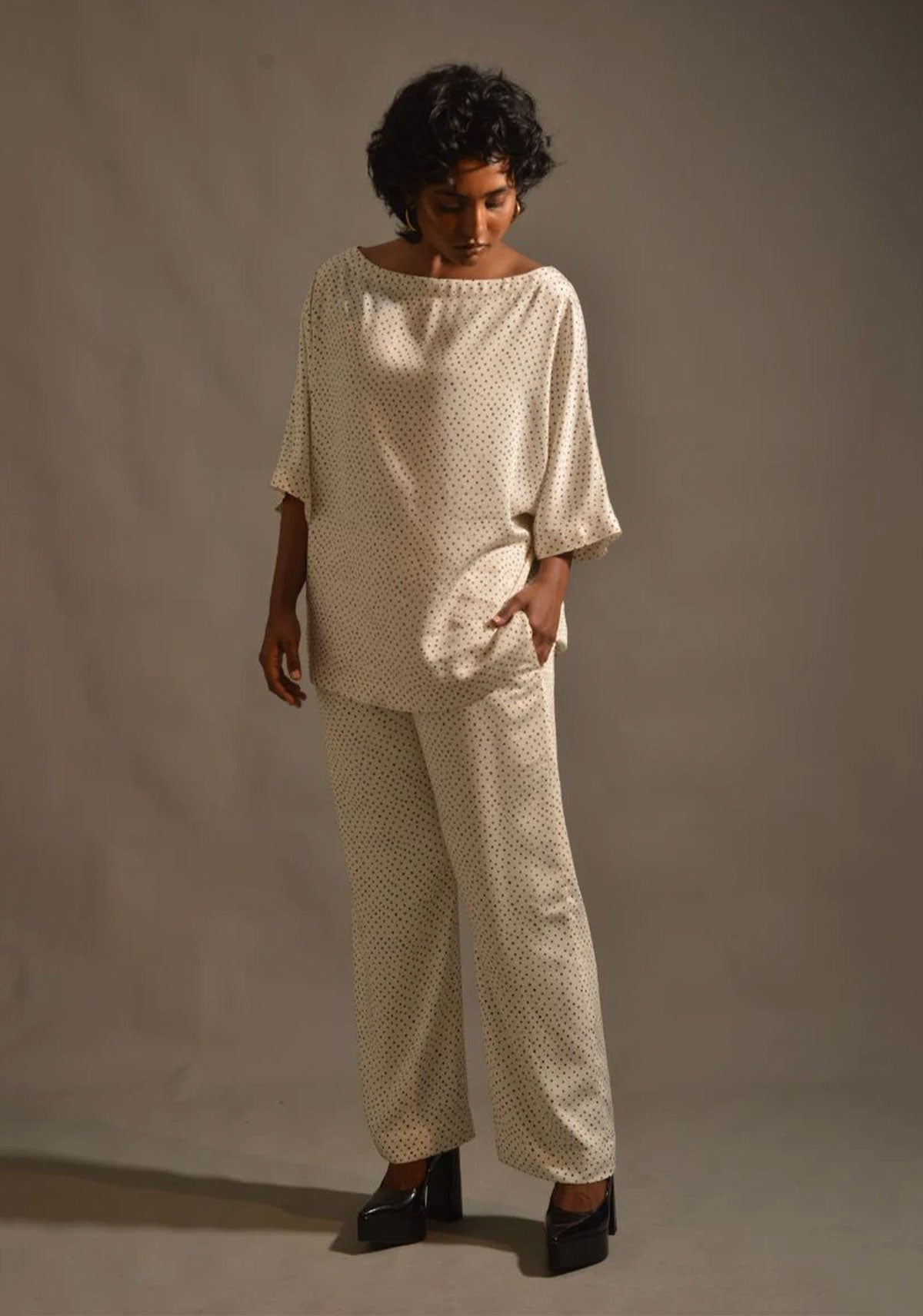IVORY POLKA SET - Blended Matte Satin