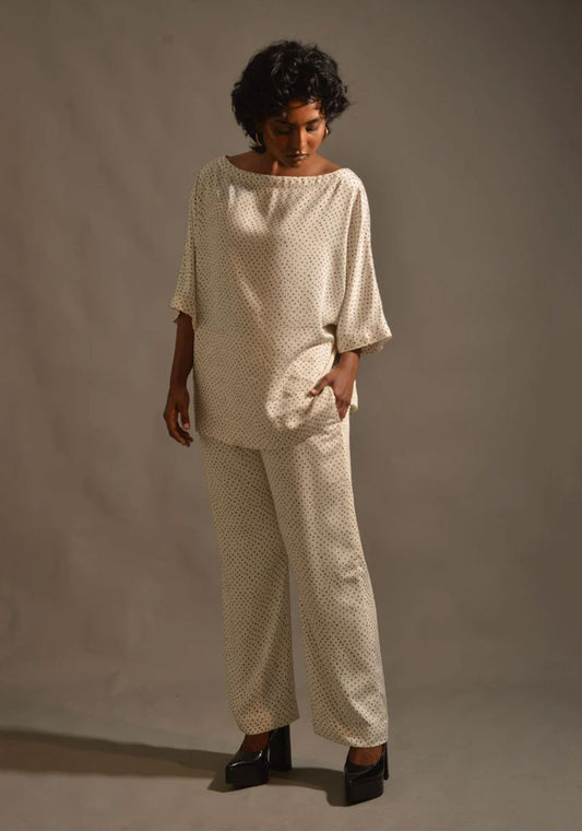 IVORY POLKA SET - Blended Matte Satin