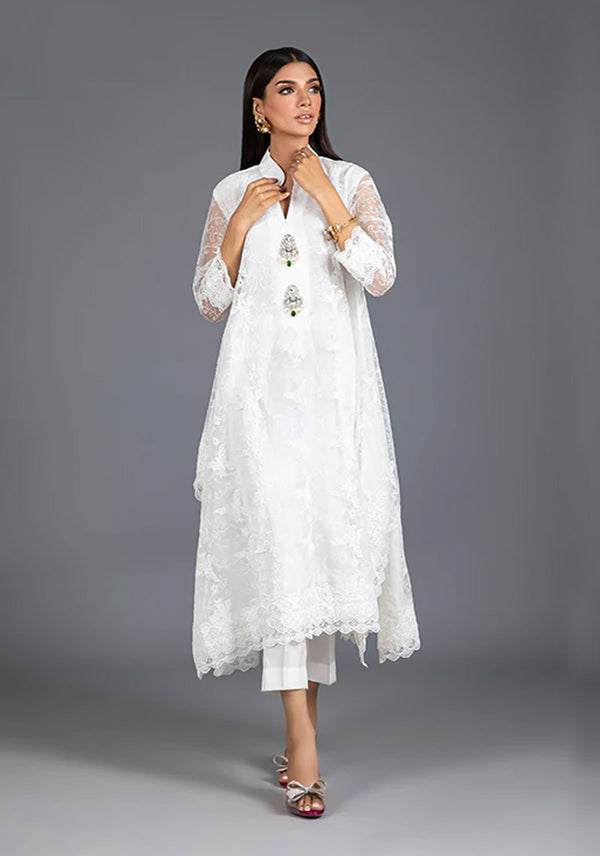Embroidered Drop Hemline Tunic With Unstitched Trousers