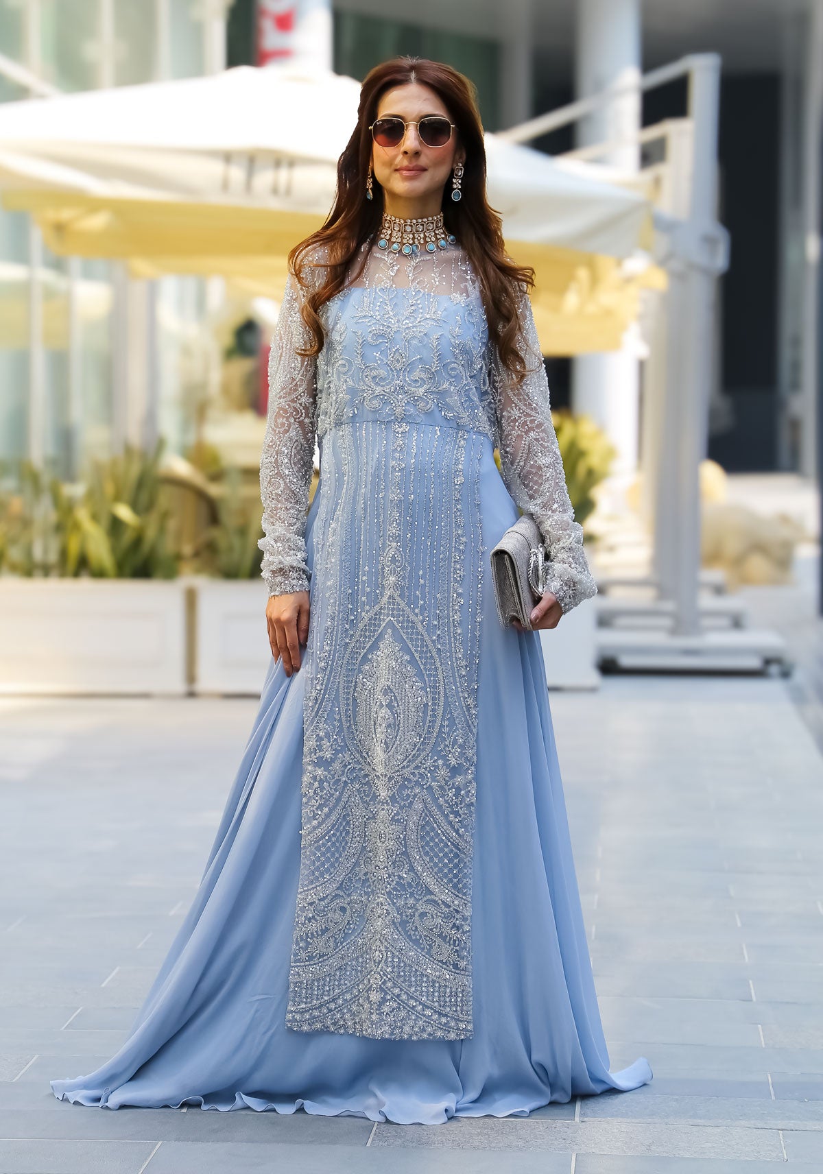 Ice Blue Embellished Gown