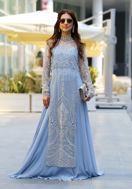 Ice Blue Embellished Gown