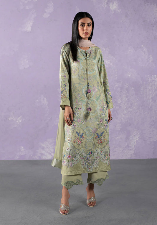 Floral Elegance Long Shirt and Ezaar Set