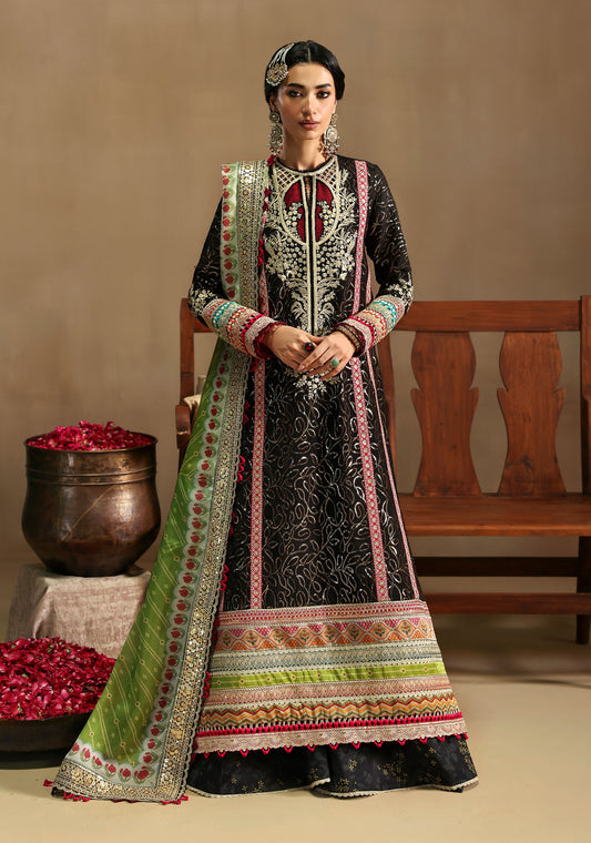 3 Piece - Embroidered Raw Silk & Printed Silk