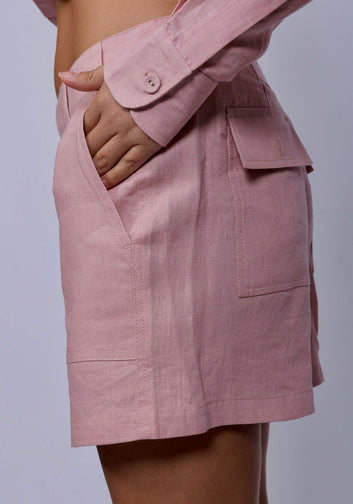 Tailored Carnation Pink Linen Shorts