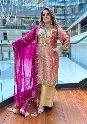 Rose Gold Tissue Embroidered Suit