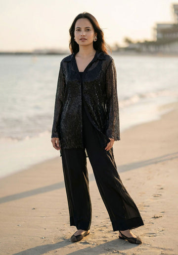 Black Sequin Evening Set