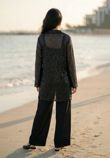 Black Sequin Evening Set