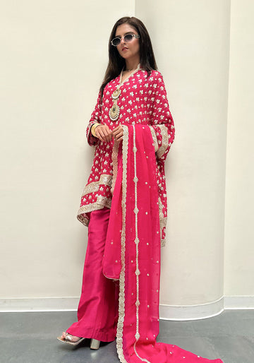 Pink Box Tunic with Matching Trouser and Dupatta