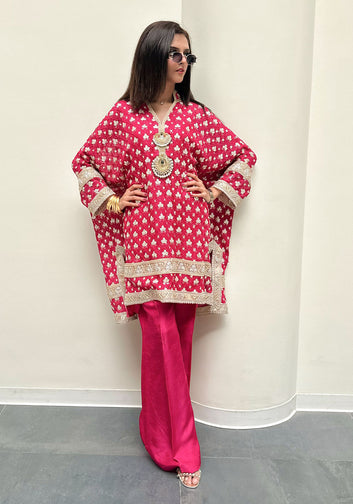 Pink Box Tunic with Matching Trouser and Dupatta