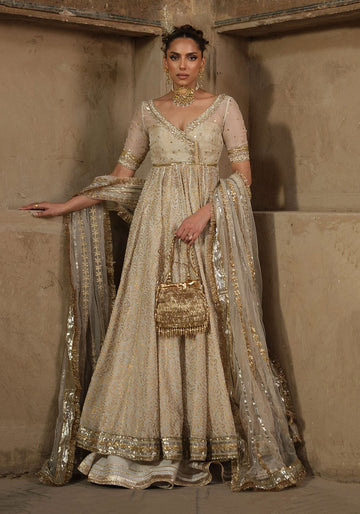 Cotton Net Block Print Organza blouse with Silk Sharara