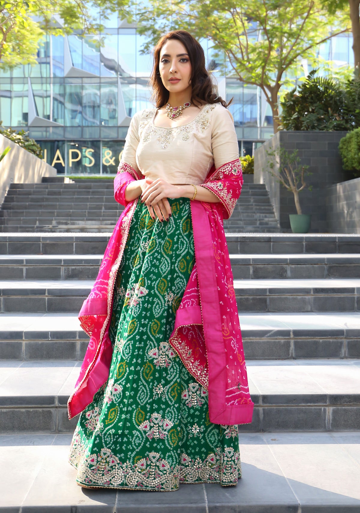 Green Badhani Lehnga