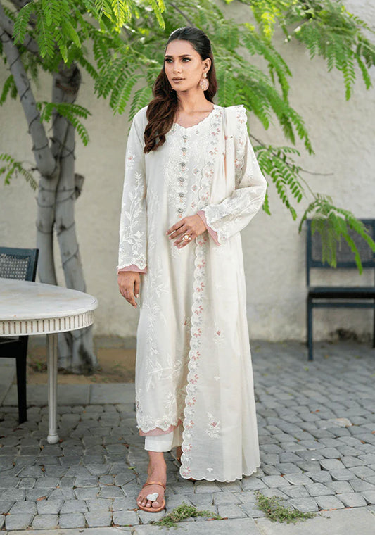 Cutwork Embroidered Long Tunic with Trousers and Dupatta