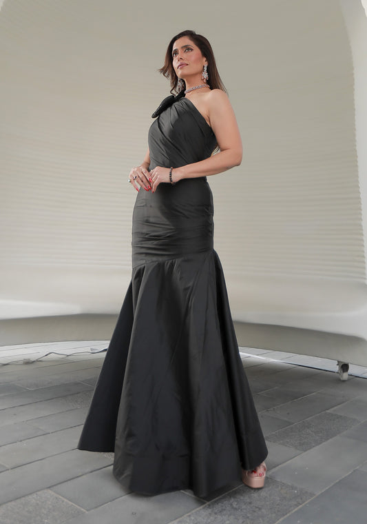 One Shoulder Black Gown