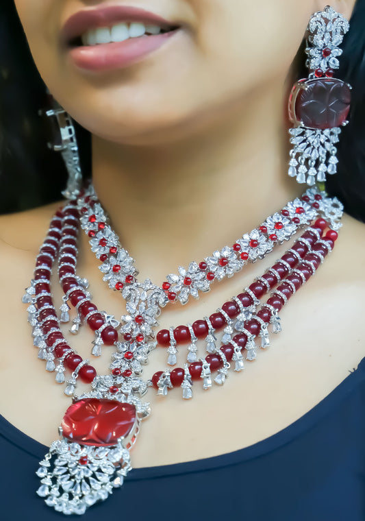 Necklace Set - Red moissanite set