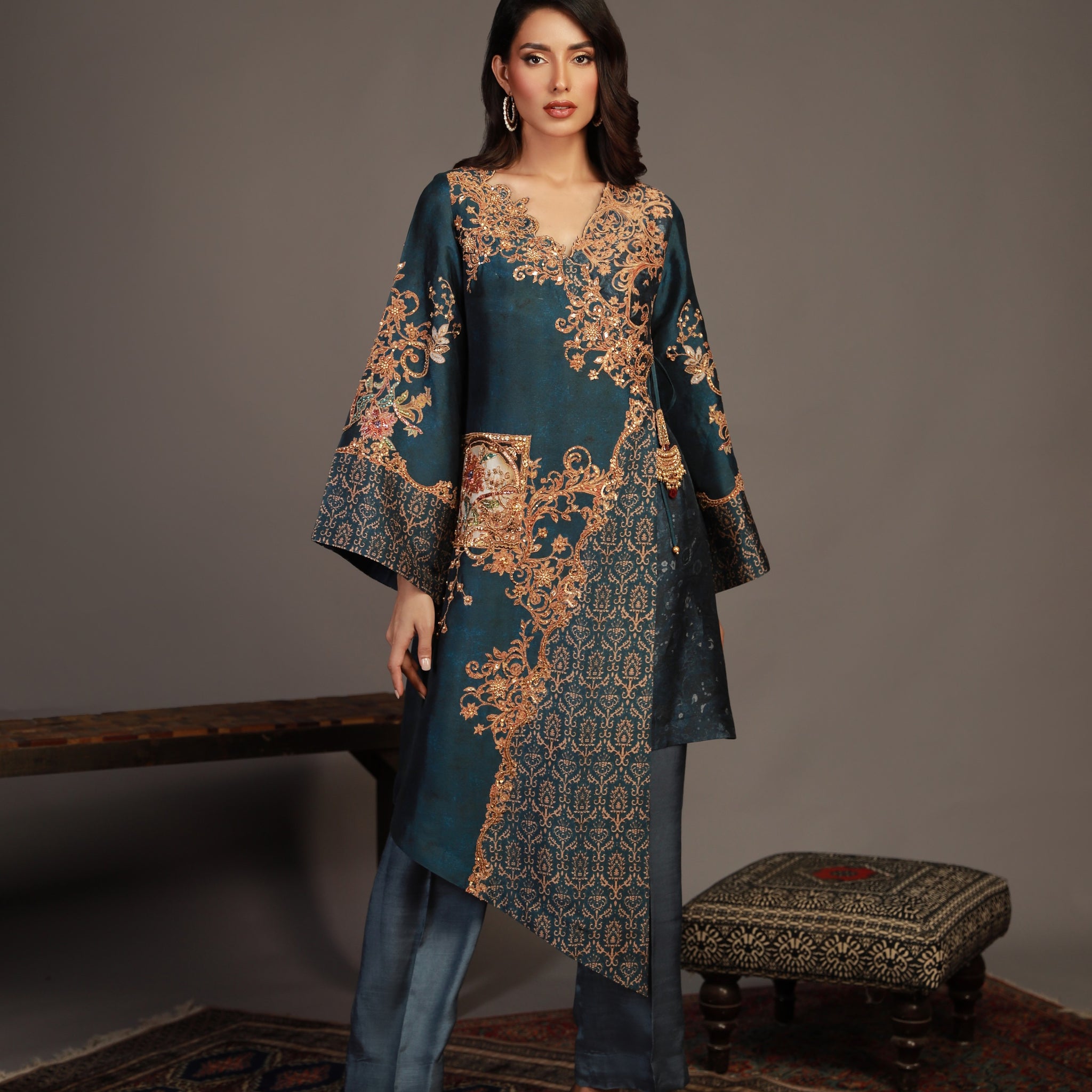 Sheesha Silk Shirt With Pants