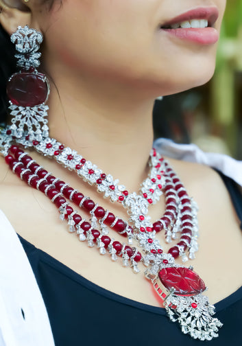 Necklace Set - Red moissanite set