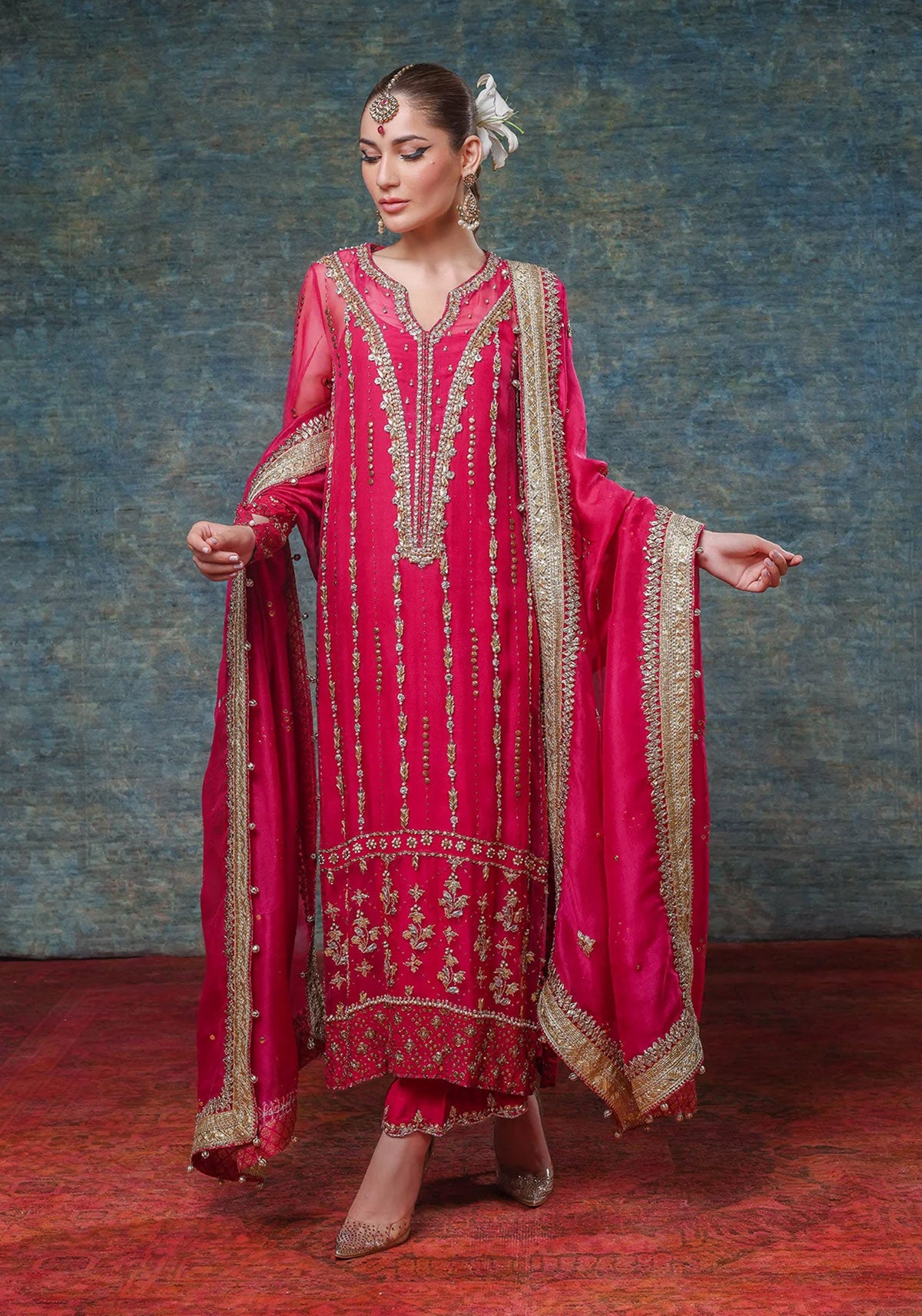 Organza Mukesh Long Kameez