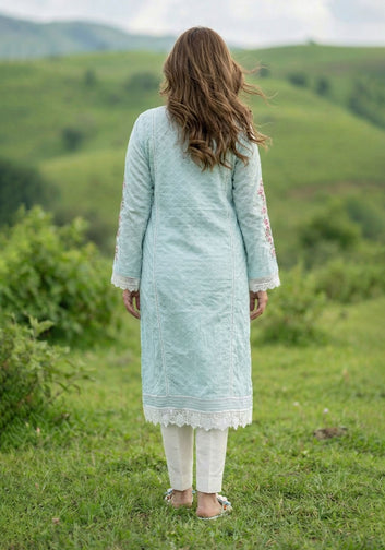 Aqua Mint Floral Embroidered Kurta Set