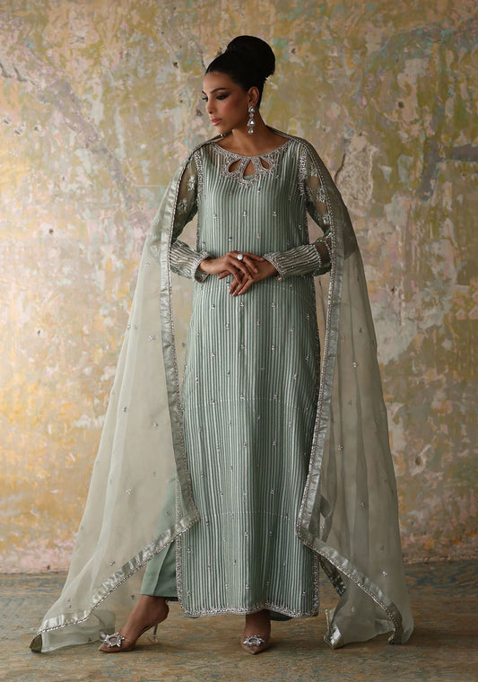 Sea Green Organza Base Dupatta