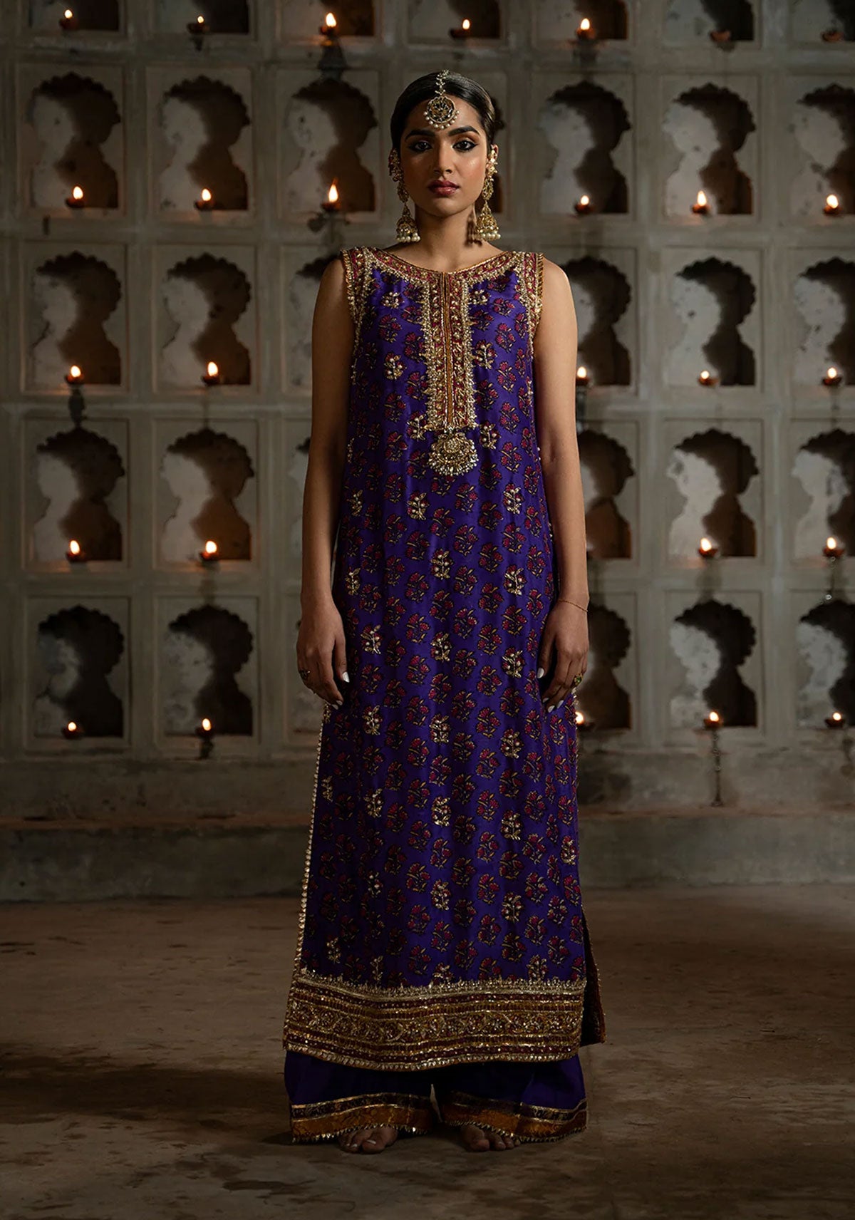 deep purple in this exquisite block printed raw silk shirt
